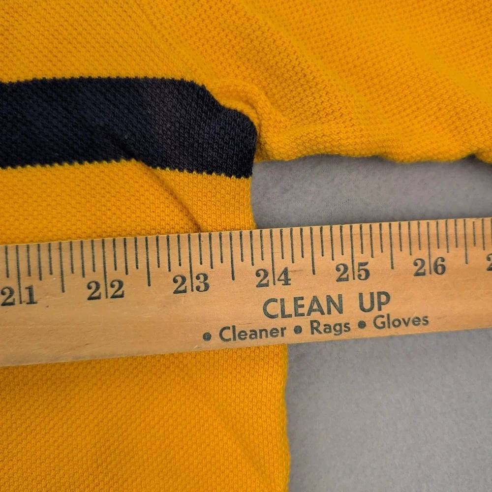 Polo Ralph Lauren Polo Shirt Mens XL Yellow Navy‎ Stripe Green Pony Pique Knit